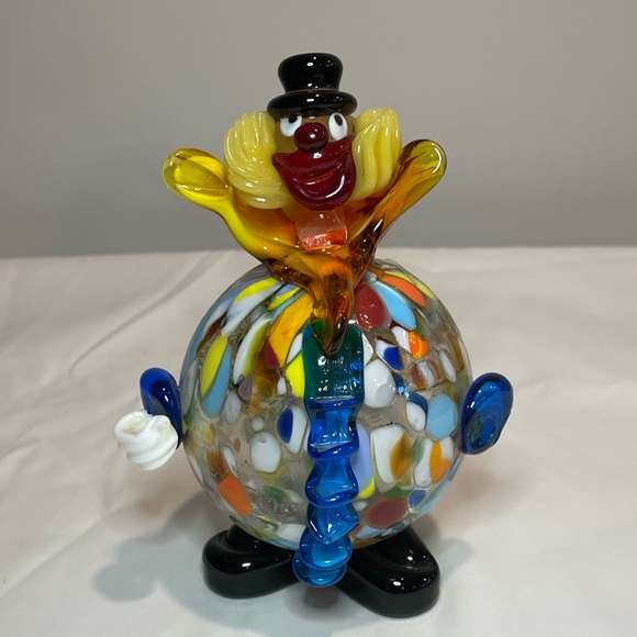 Original Vintage Round Murano Glass Clown Figurine 6" - Picture 1 of 9
